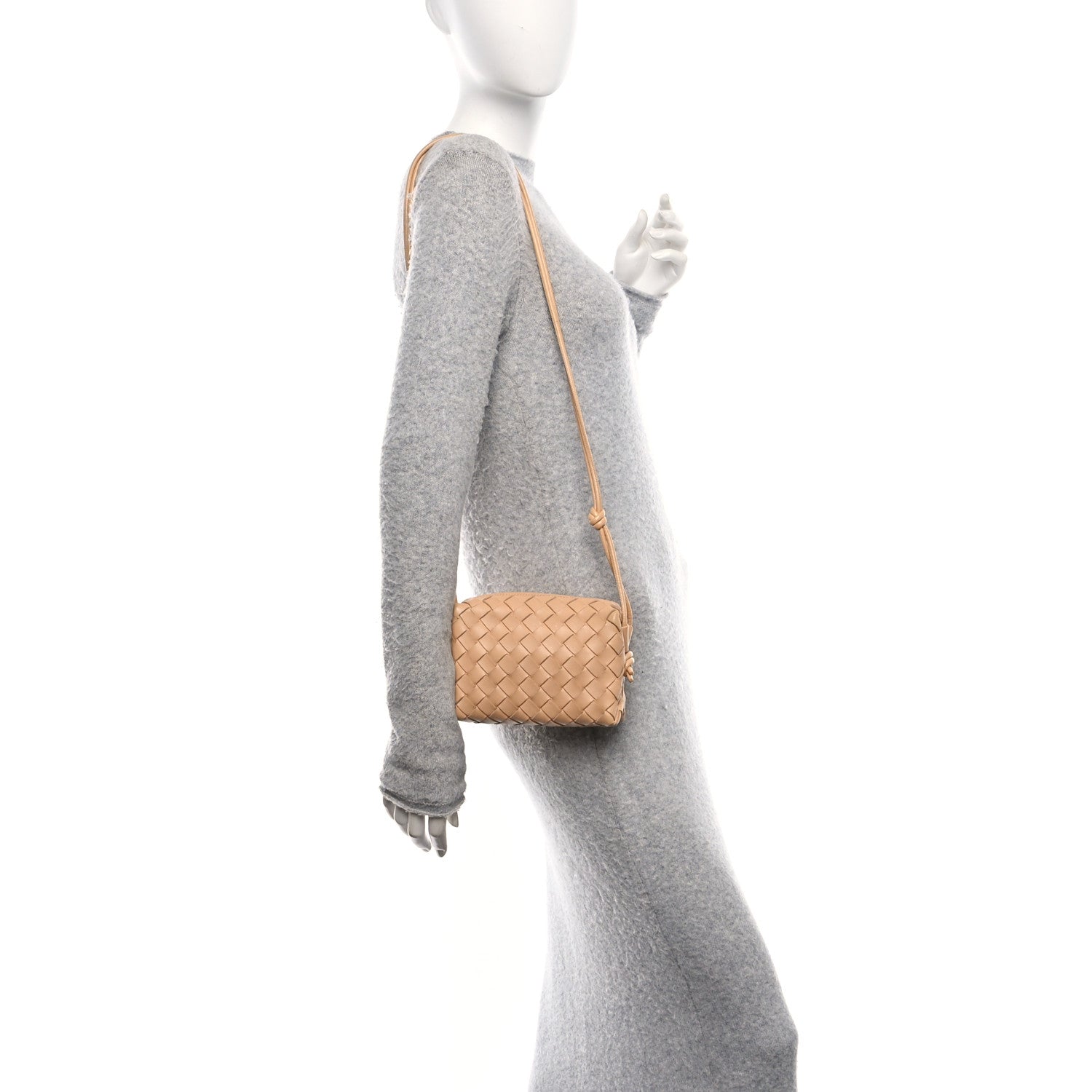 Bottega Veneta Nappa Intrecciato Mini Loop Camera Bag Almond