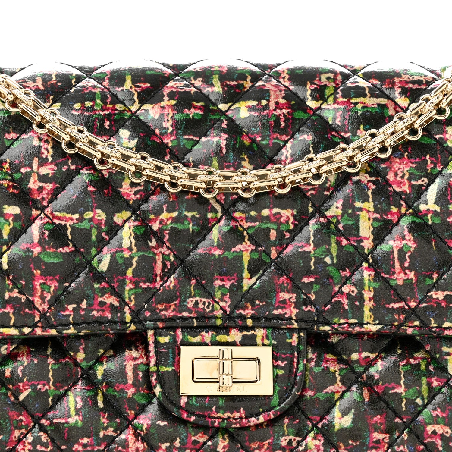 Chanel Tweed Printed Lambskin Quilted 2.55 Reissue 225 Flap Multicolor 8 of 10