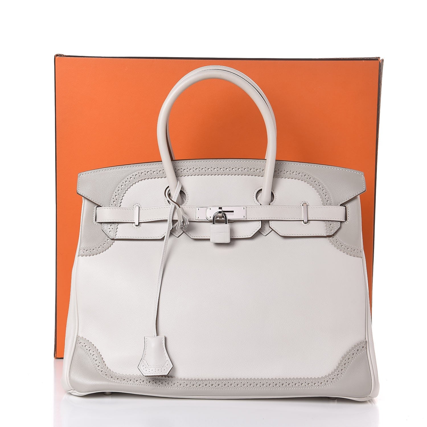 Hermes Swift Ghillies Birkin 35 White Gris Perle 34 of 34