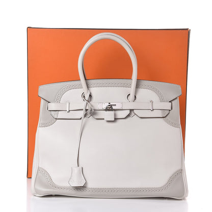 Hermes Swift Ghillies Birkin 35 White Gris Perle 34 of 34