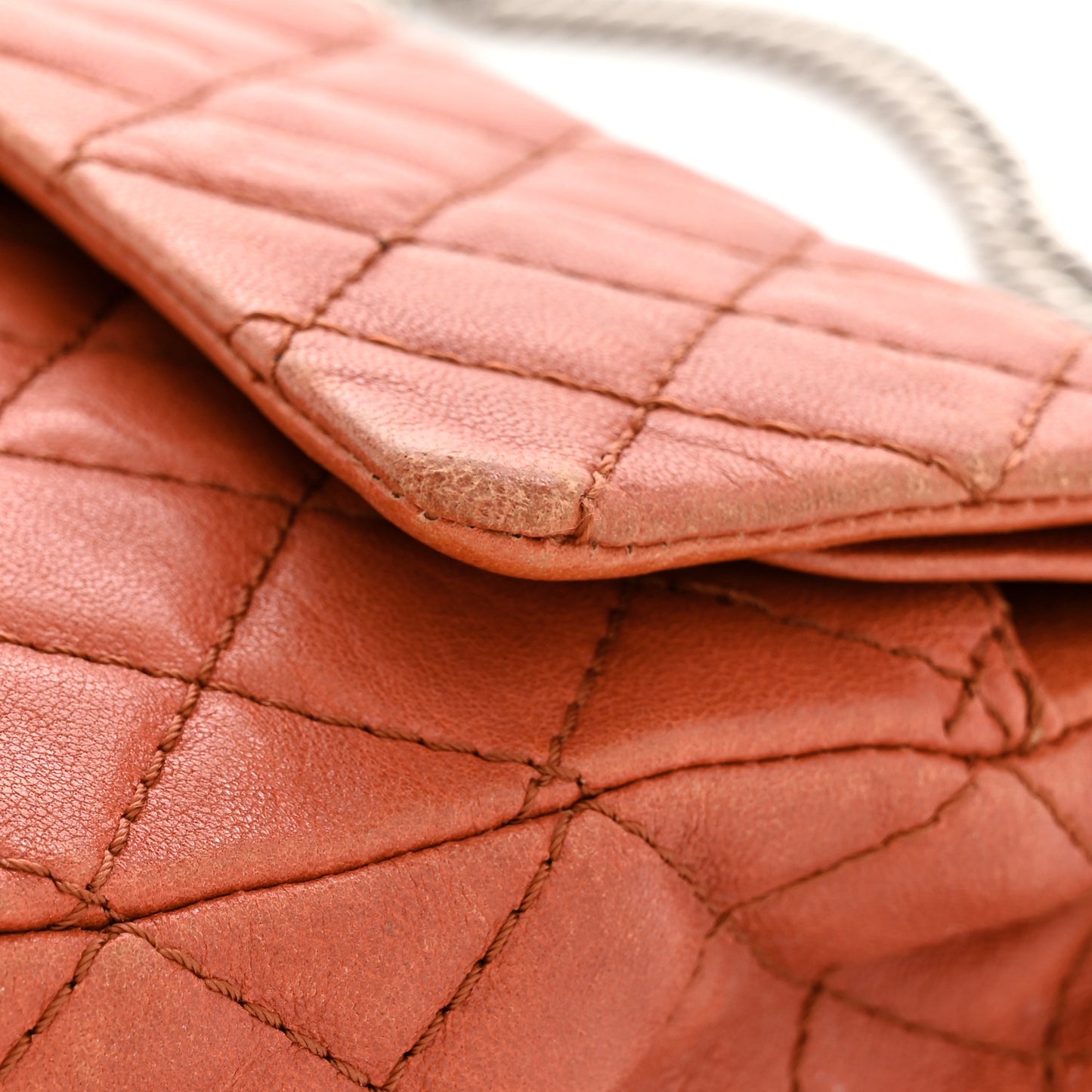 Glazed Lambskin Quilted Medium Double Flap Bijoux Chain Dark Orange