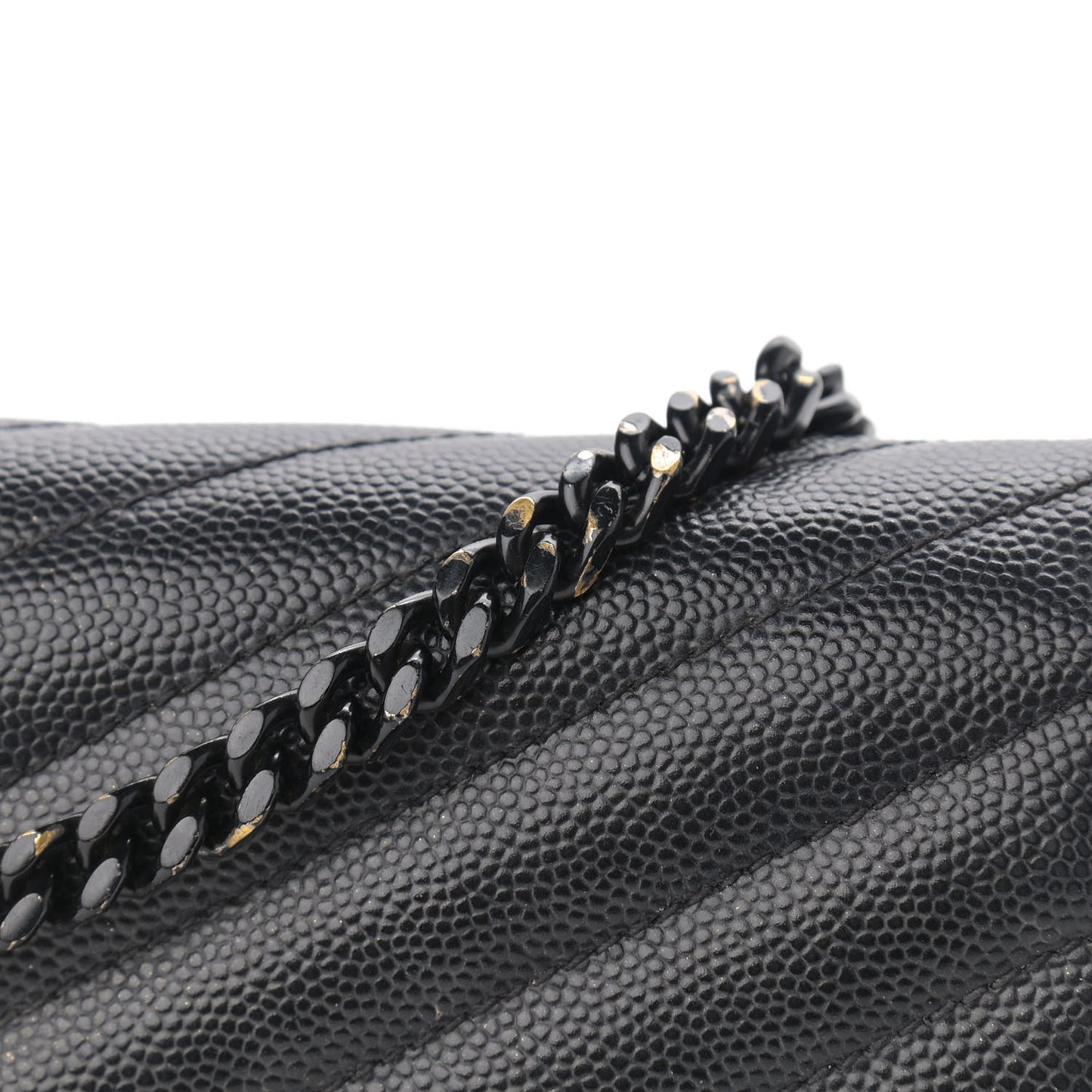 Grain De Poudre Matelasse Chevron Monogram Chain Wallet Black