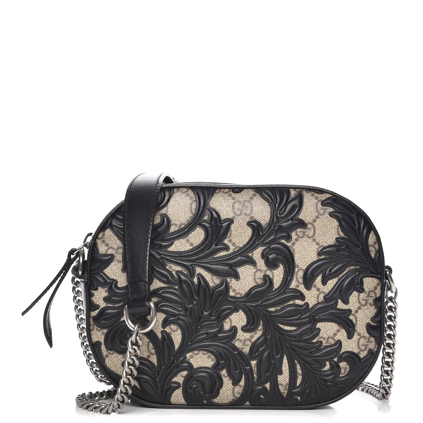 GG Supreme Monogram Arabesque Mini Chain Shoulder Bag Beige Black