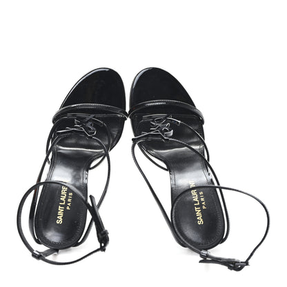 Saint Laurent Patent Cassandra 100 Ankle Strap Sandals 39.5 Black 2 of 10