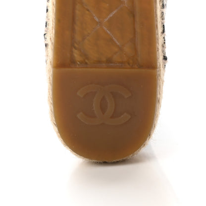 Chanel Lambskin Printed CC Lace Up Espadrilles 38 Black White 8 of 15