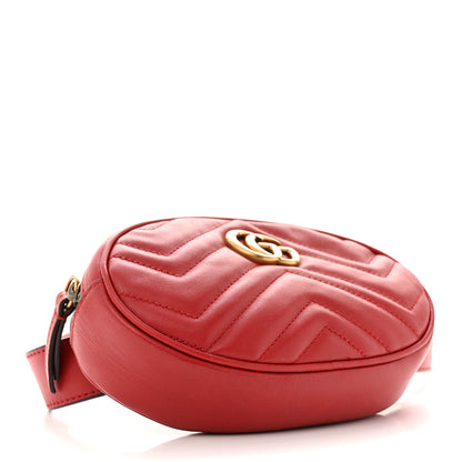 Gucci Calfskin Matelasse GG Marmont Belt Bag 95 38 Hibiscus Red 4 of 14