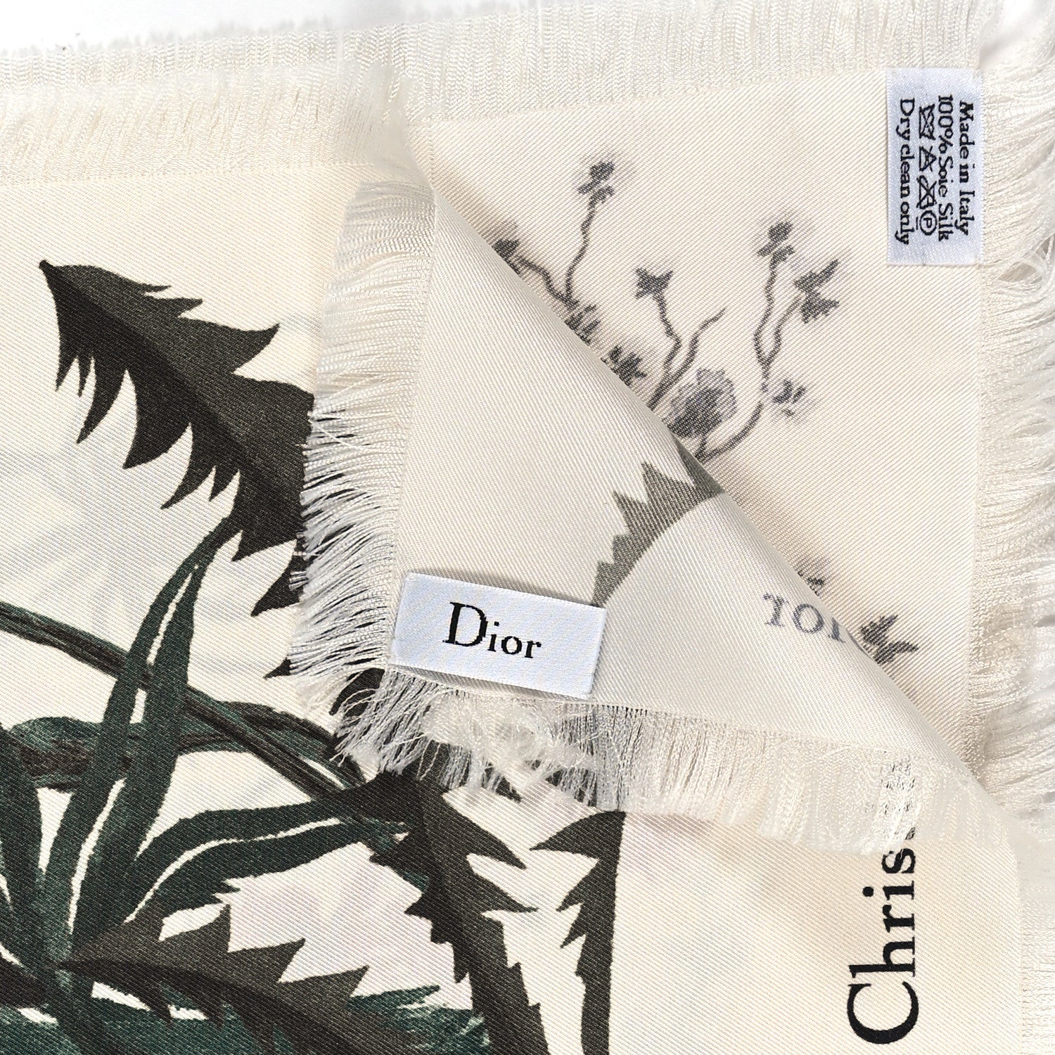 Christian Dior Silk Jardin Scarf White Multicolor 3 of 3