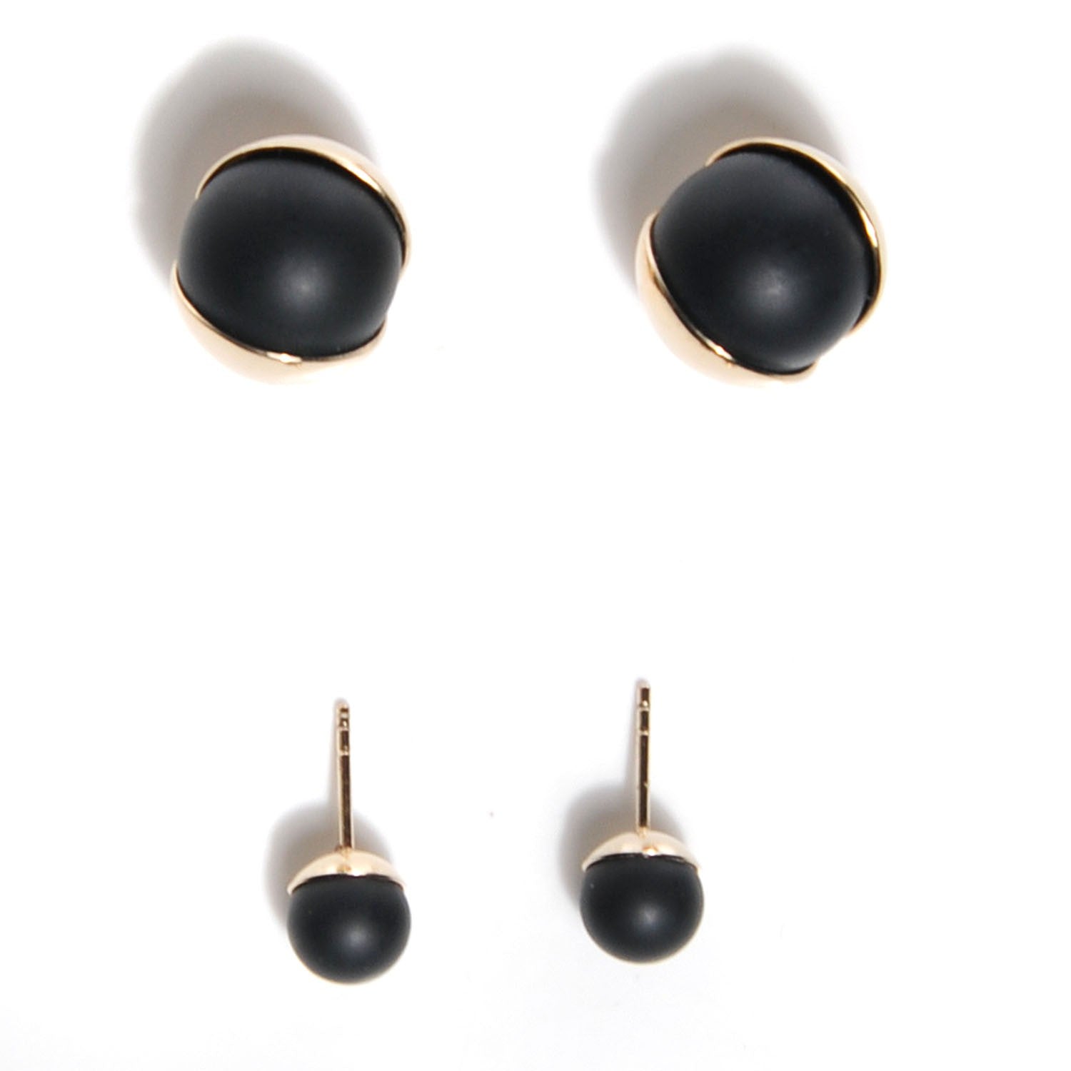 Christian Dior Rubber Lacquer Mise En Dior Tribal Earrings Matte Gold Black 6 of 8
