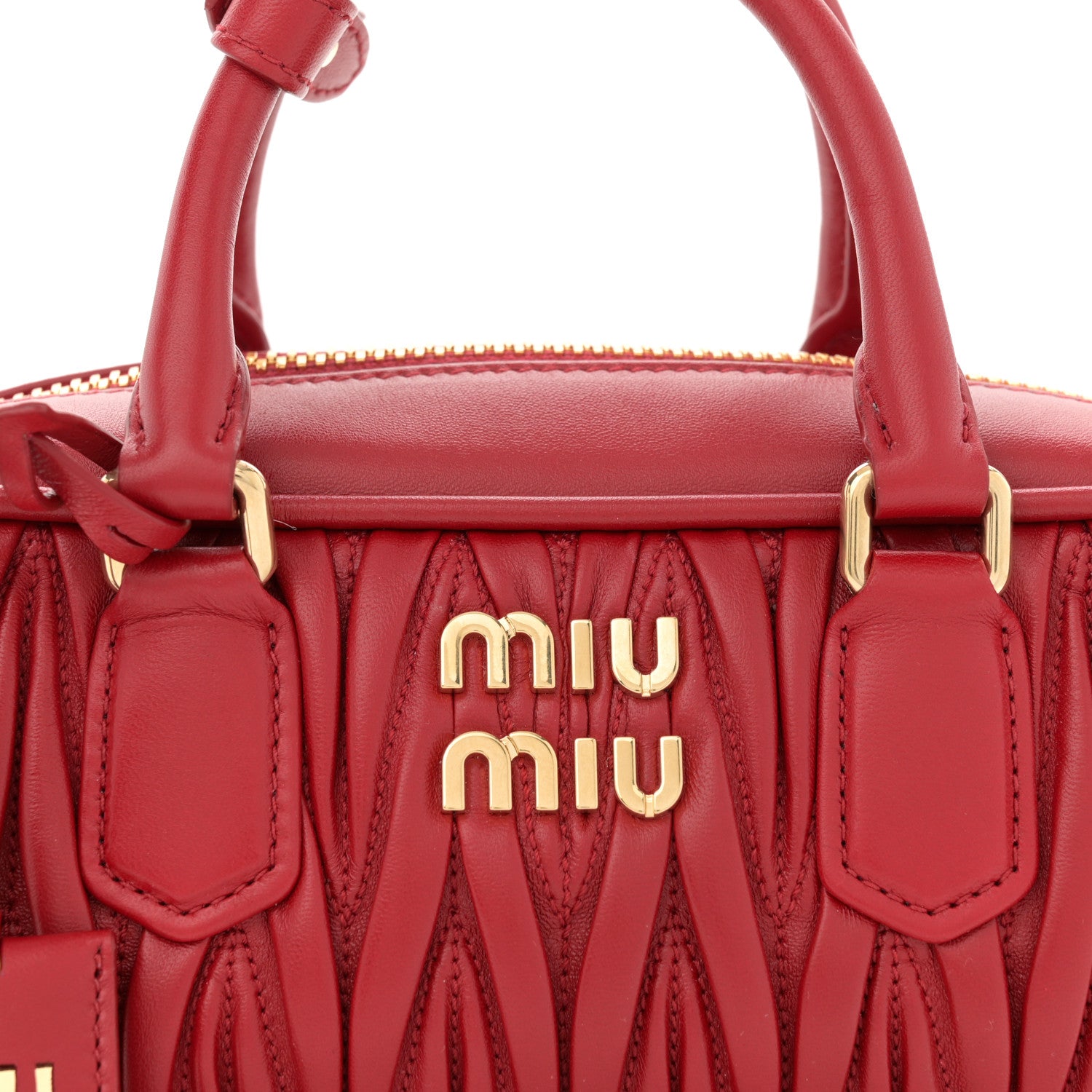 Miu Miu Nappa Matelasse Regular Arcadie Top Handle Bag Rosso 8 of 10