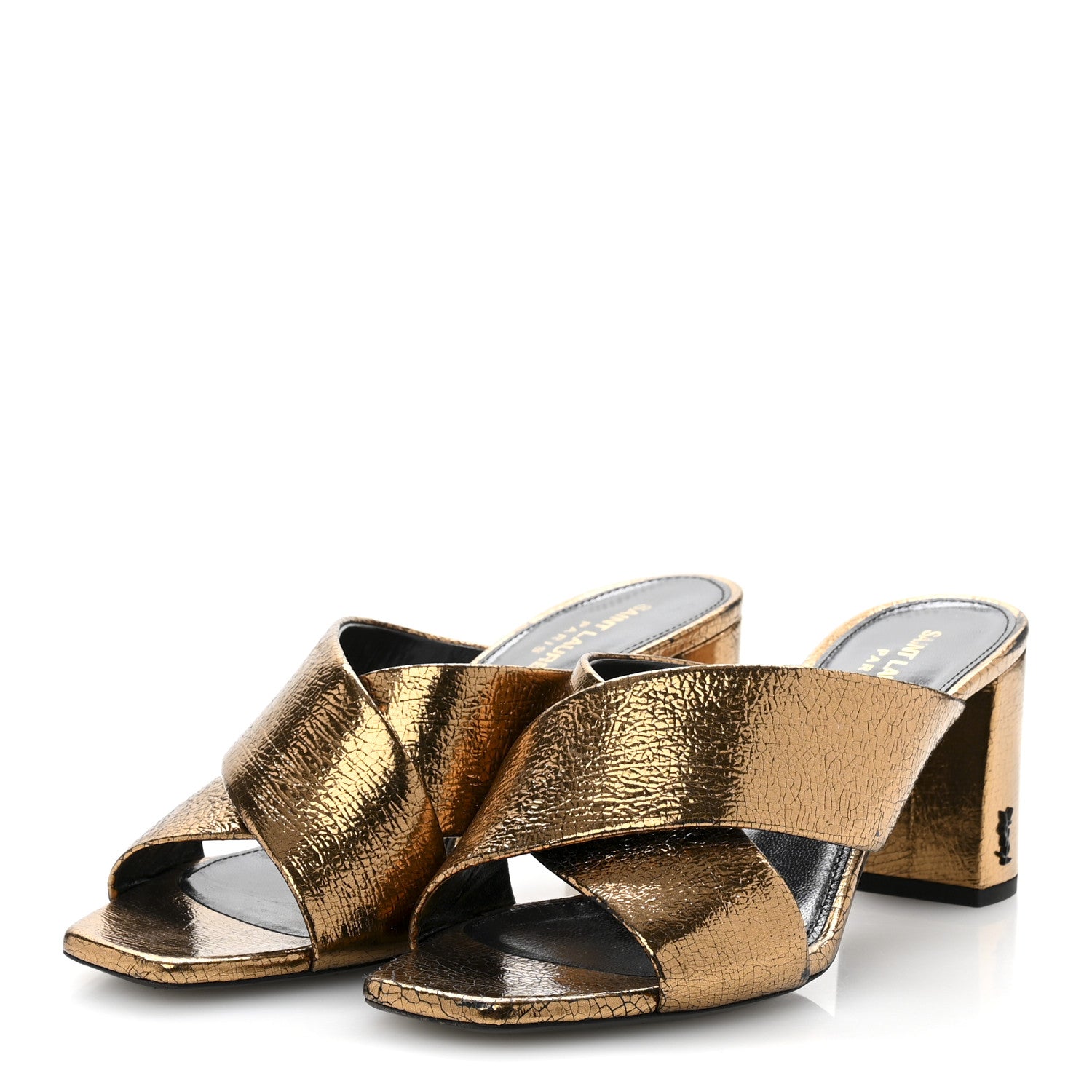 Saint Laurent Metallic Supercrack Calfskin LouLou 95 Mule Sandals 39 Chestnut 4 of 9