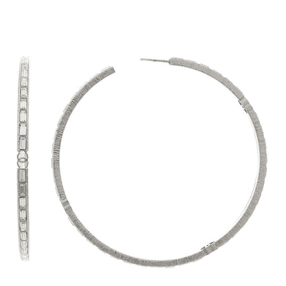 Chanel Baguette Crystal CC Hoop Earrings Silver 1 of 5