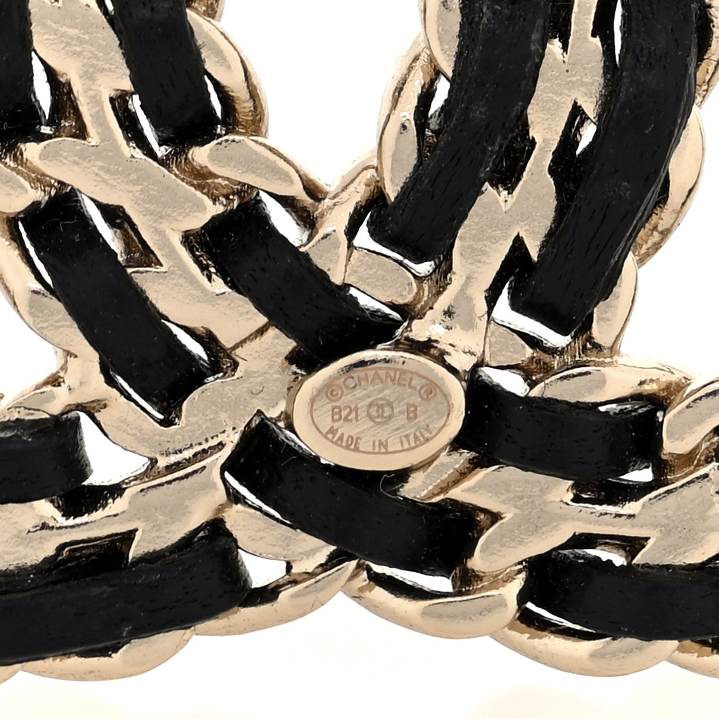 Lambskin Crystal CC Chain Brooch Black Gold