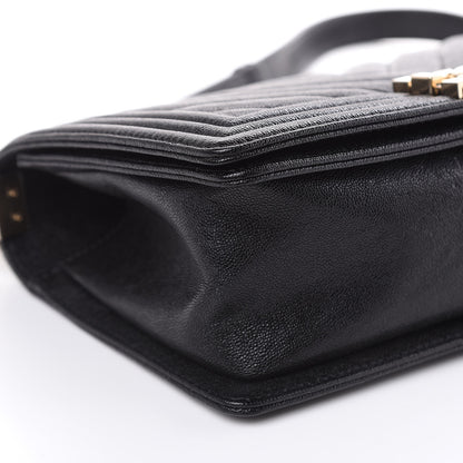 Chanel Caviar Chevron Quilted Medium Boy Flap Black 8 of 12