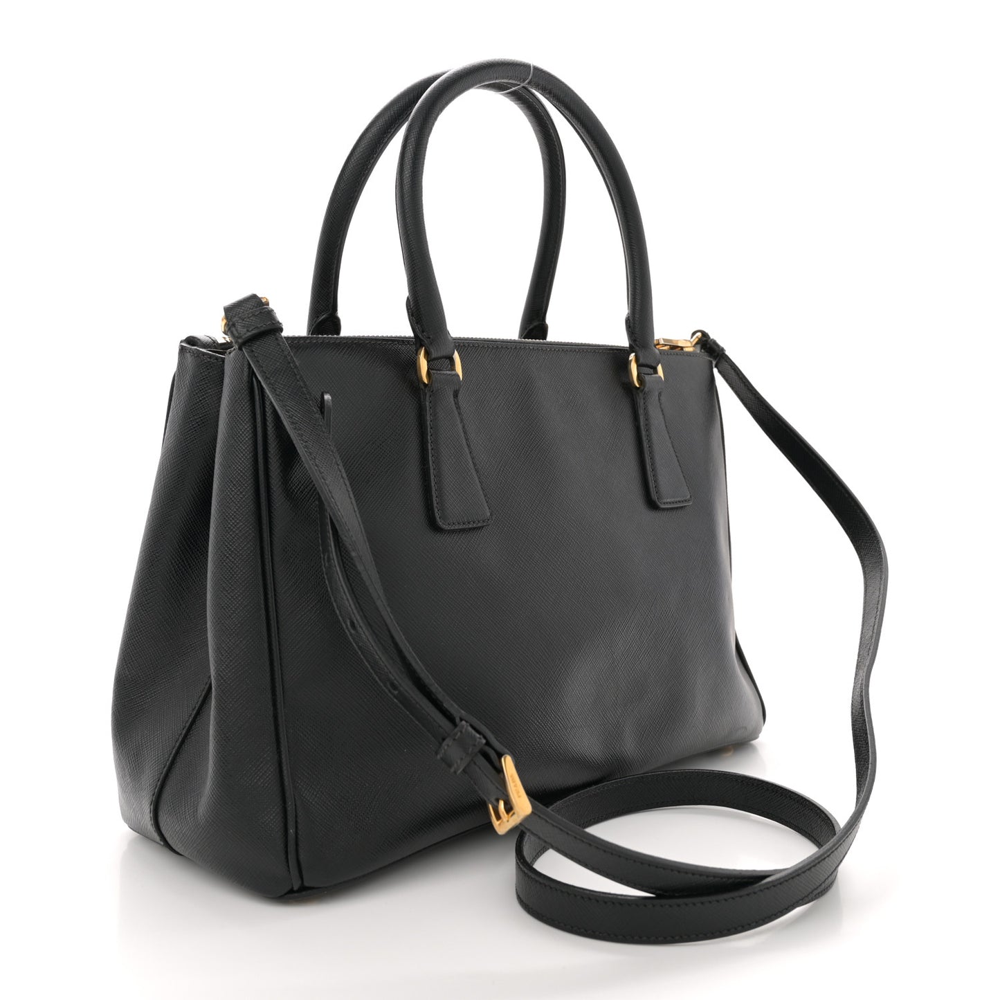 Saffiano Small Galleria Double Zip Tote Black