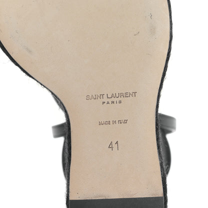 Saint Laurent Calfskin Cassandra Espadrille 105 Wedges 41 Black 6 of 8