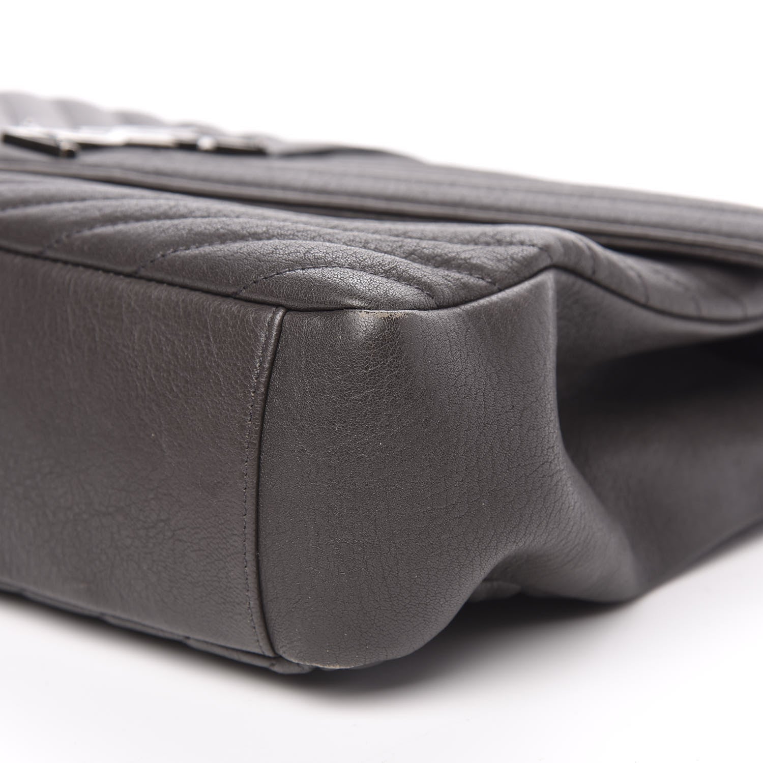 Saint Laurent Sheepskin Matelasse Chevron Monogram Large College Satchel Dark Anthracite 9 of 16
