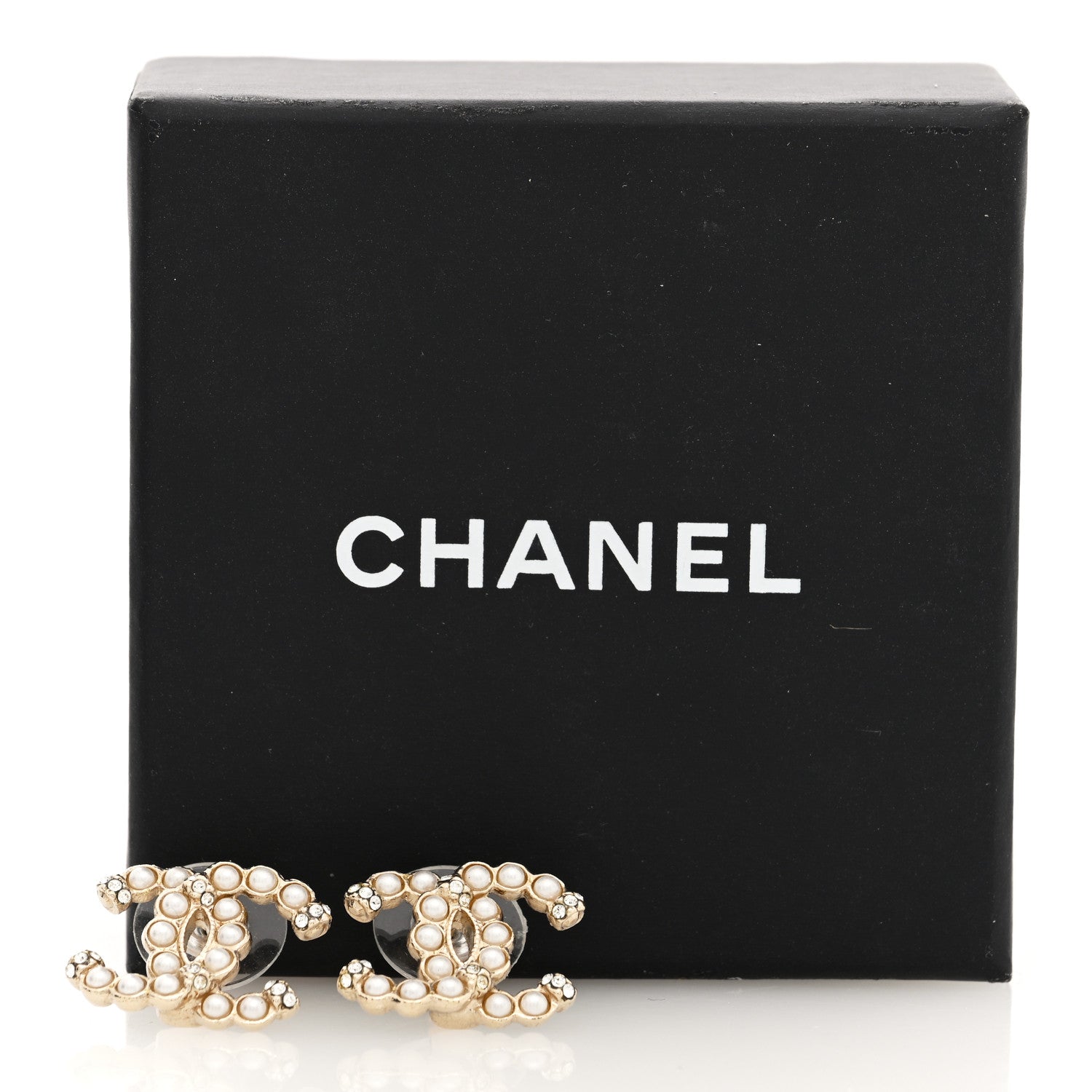 Chanel Pearl Crystal CC Earrings Gold 5 of 5