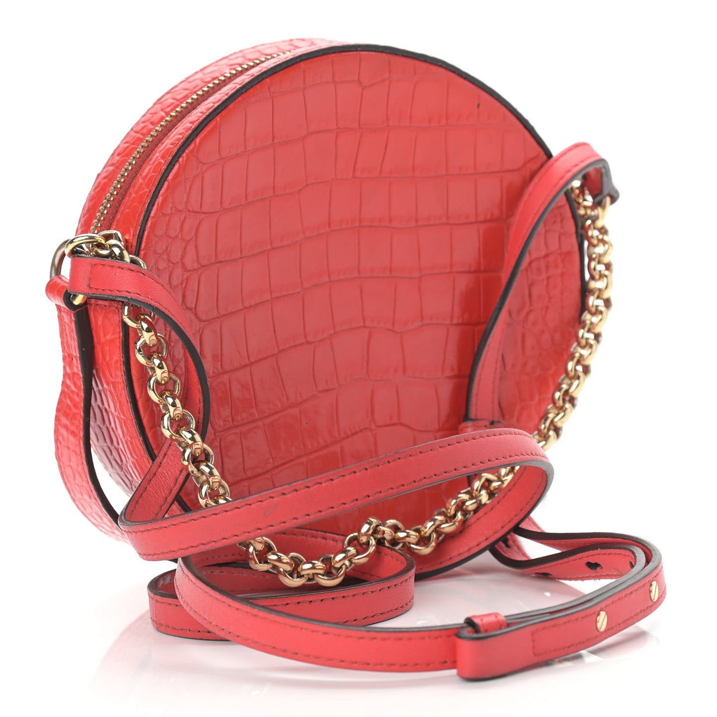 Calfskin Crocodile Embossed Eden Round Red