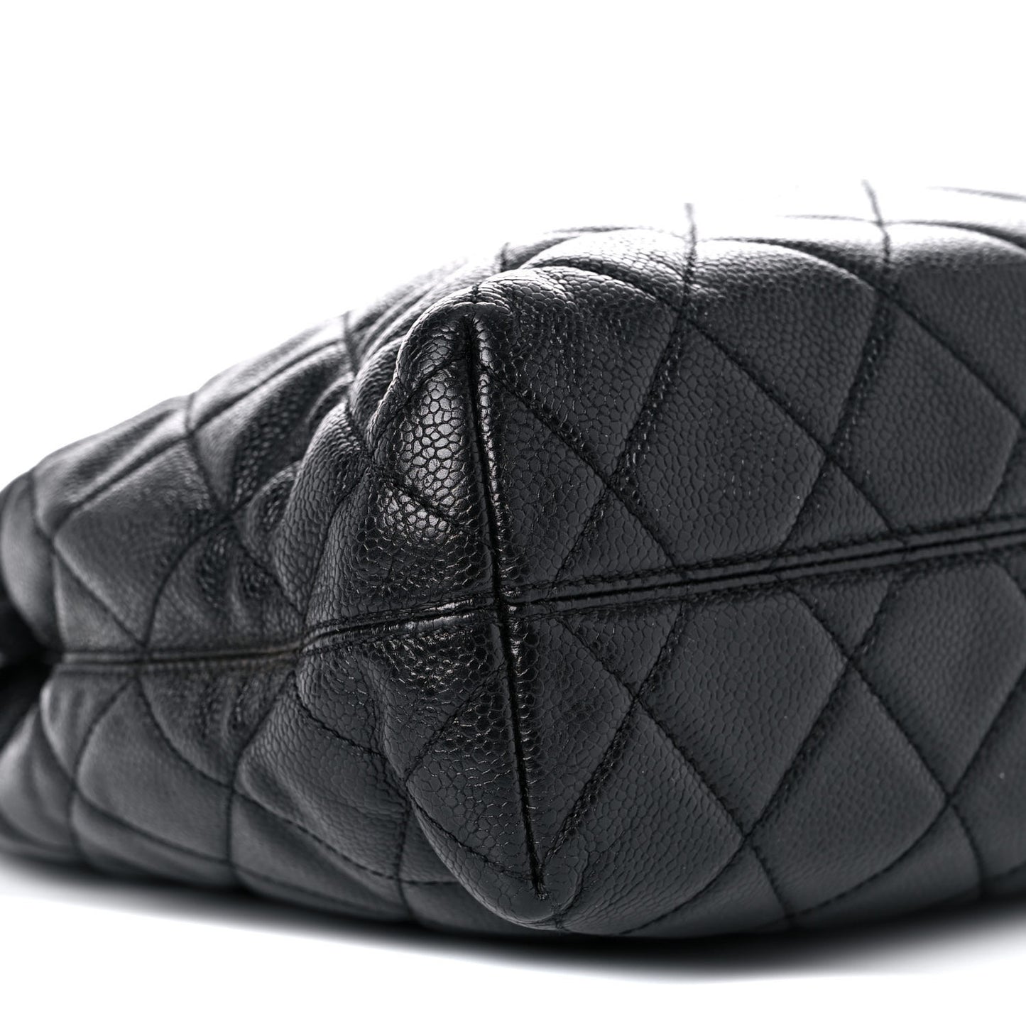 Caviar Quilted CC Shopping Tote Black