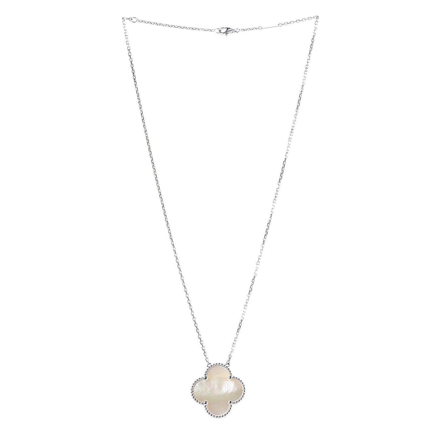 18K White Gold Mother of Pearl Magic Alhambra Pendant Necklace