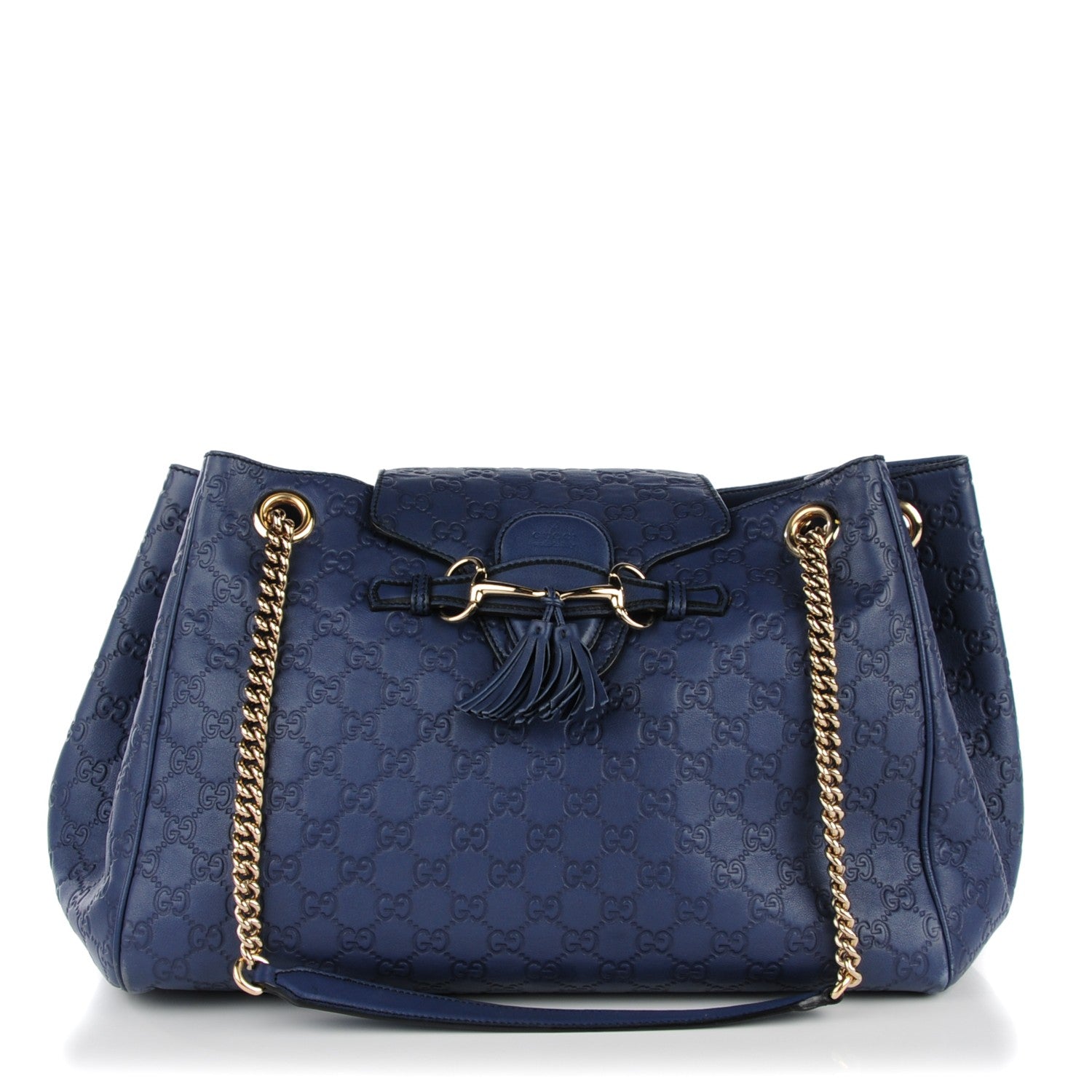 Gucci Guccissima Medium Emily Shoulder Bag Blue 1 of 10