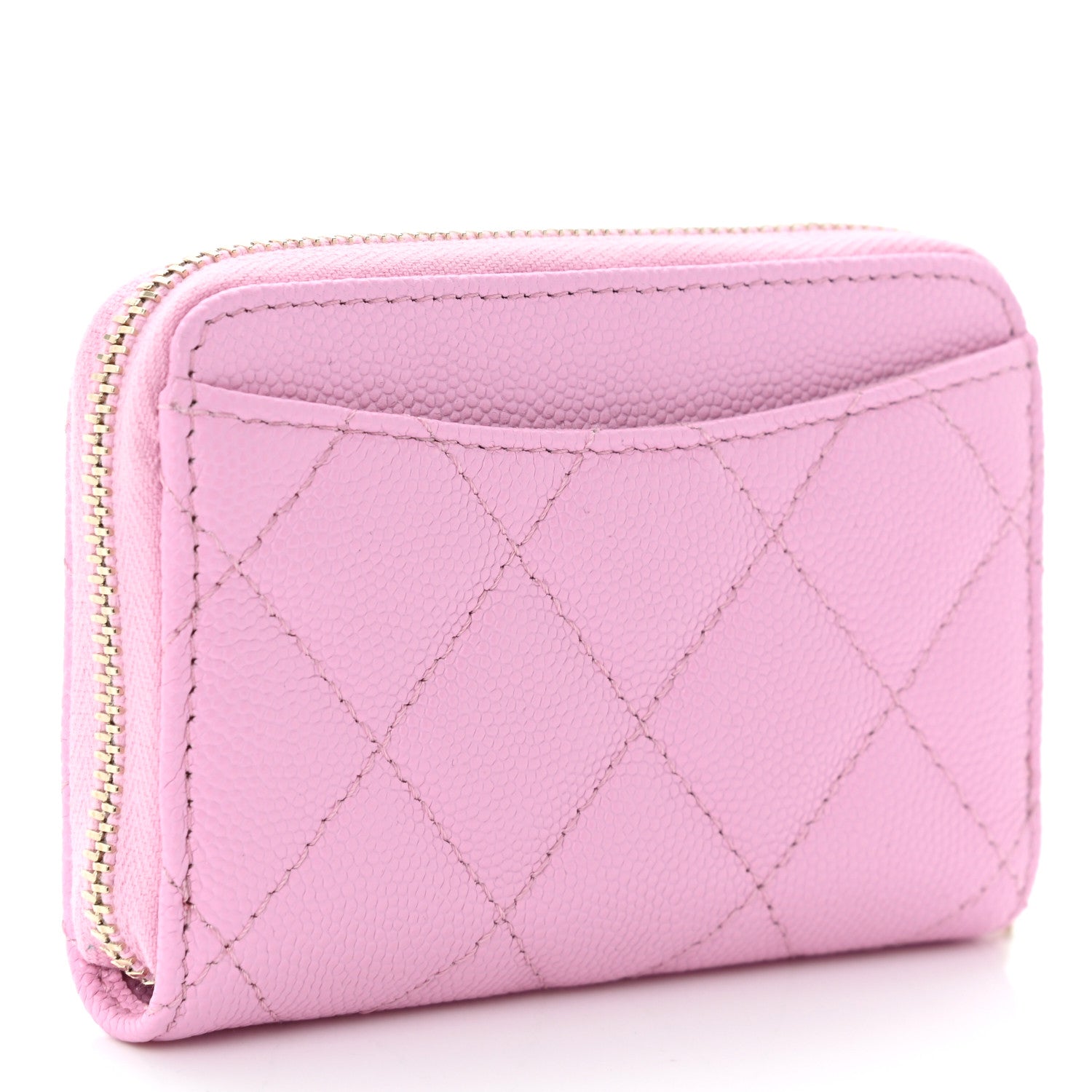 Chanel Caviar Quilted Zip Coin Purse Pink 3 of 10