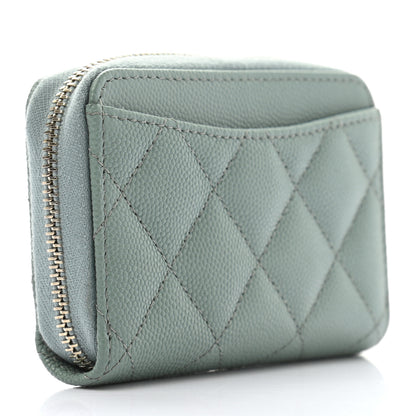 Chanel Caviar Quilted Zip Around Coin Purse Wallet Dark Green 3 of 8