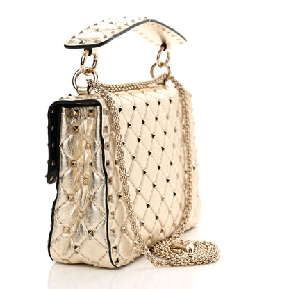 Valentino Garavani Metallic Wrinkled Lambskin Medium Rockstud Spike Shoulder Bag Mekong 3 of 11