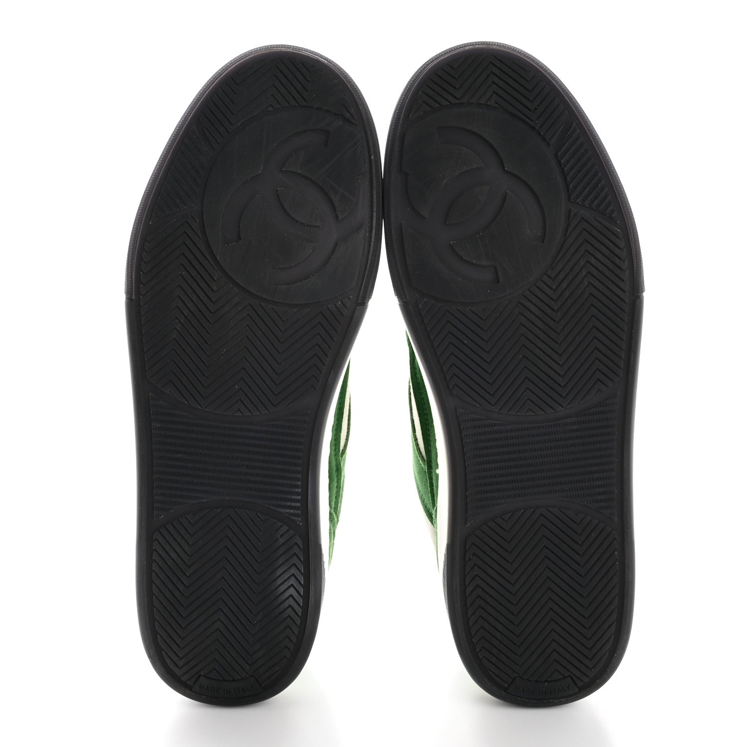 Chanel Suede Kidskin Womens CC Sneakers 39 White Green 5 of 11