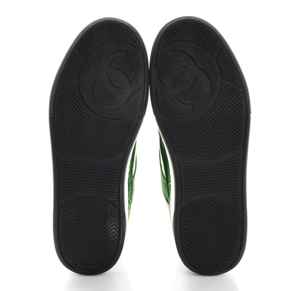 Chanel Suede Kidskin Womens CC Sneakers 39 White Green 5 of 11