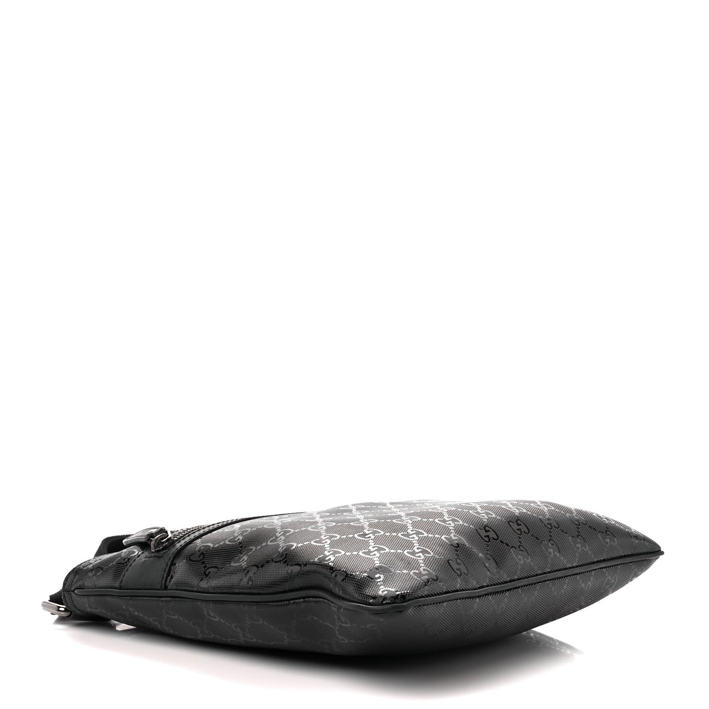 Nylon Monogram Medium Flat Messenger Bag Black