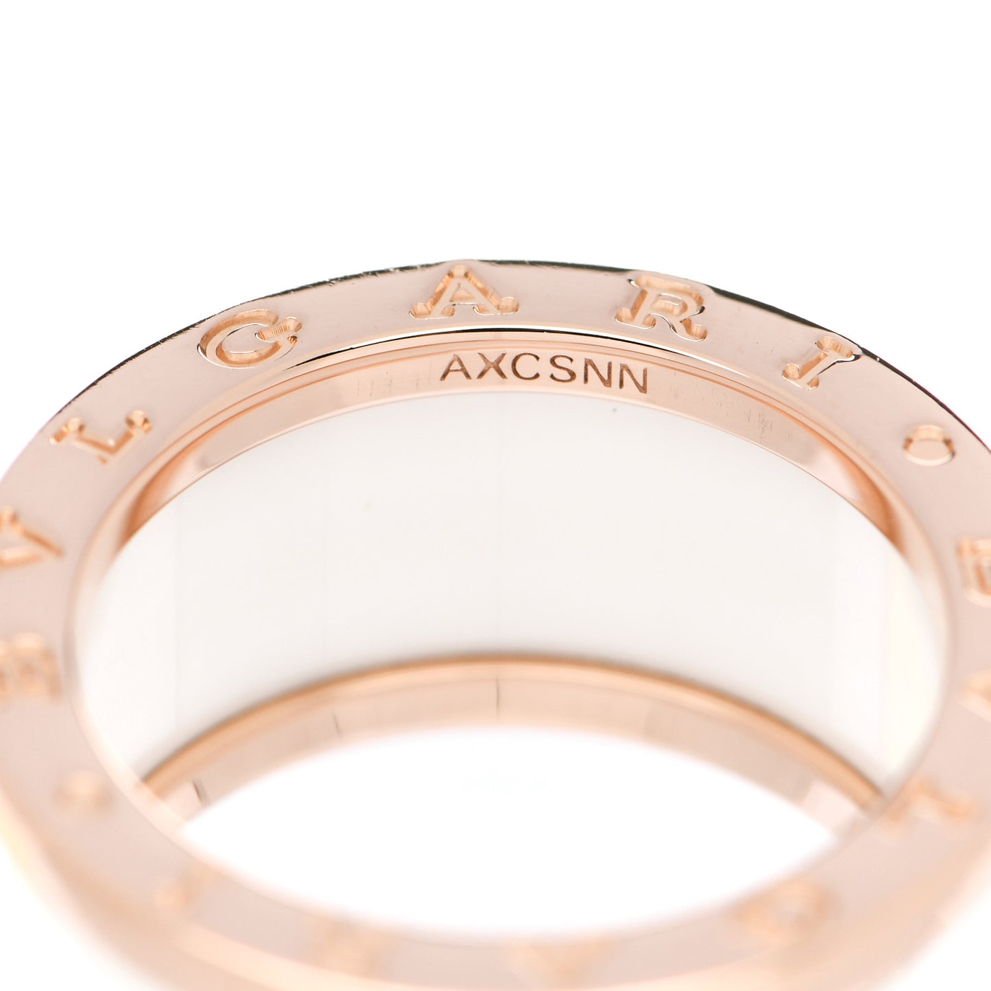 18K Rose Gold White Ceramic B.Zero1 Four-Band Ring 57 8