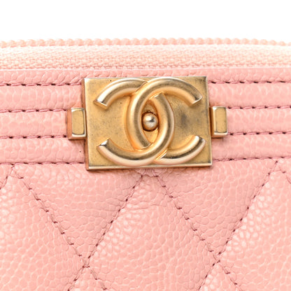 Chanel Caviar Quilted Boy Zip Around Coin Purse Wallet Light Pink 8 of 13