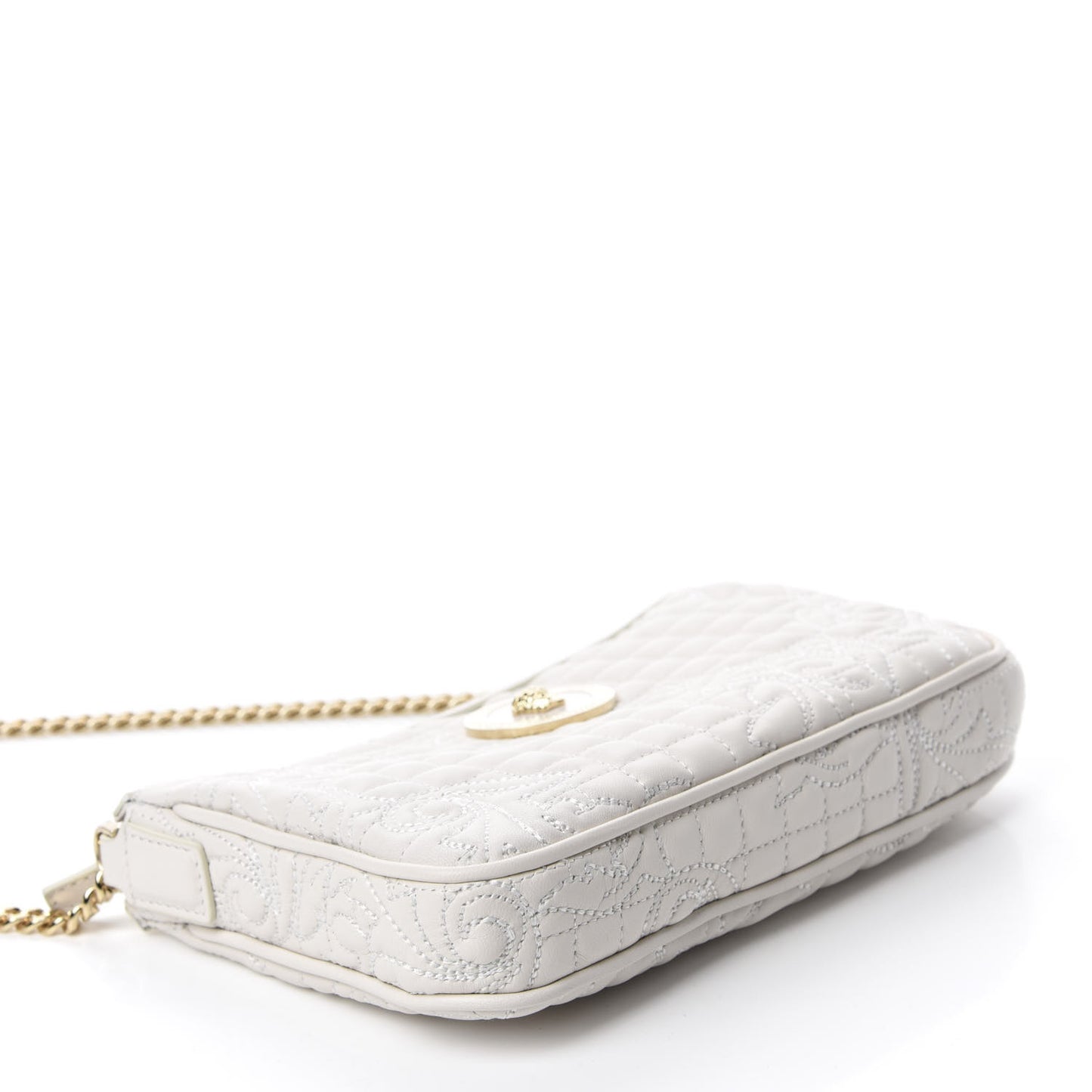 Nappa Barocco Quilted Vanitas Chain Crossbody Bag White