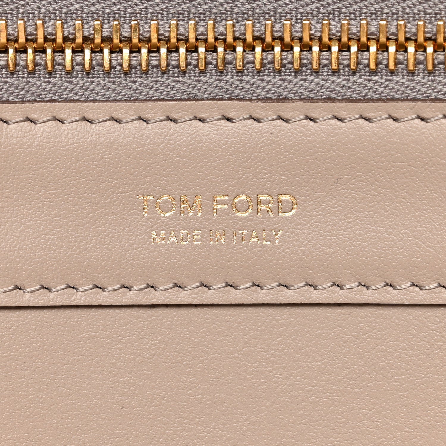 Tom Ford Calfskin Perforated Small East West Graphic T Tote Beige 6 of 11