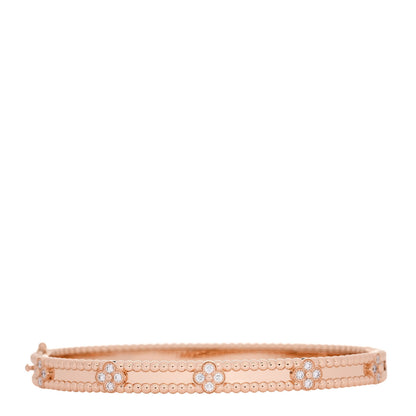 Van Cleef & Arpels 18K Rose Gold Diamond Perlee Sweet Clovers Bracelet L 2 of 4