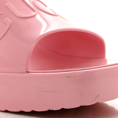 Gucci Rubber Gucci Logo Womens Platform 20/60mm Slide Sandals 35 Wild Rose 9 of 10