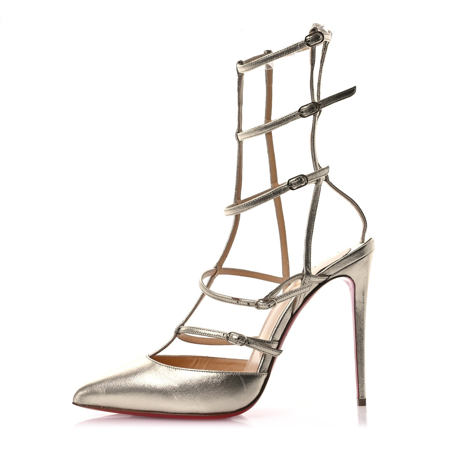 Christian Louboutin Metallic Nappa Kadreyana 100 Pumps 40 Sahara 1 of 9
