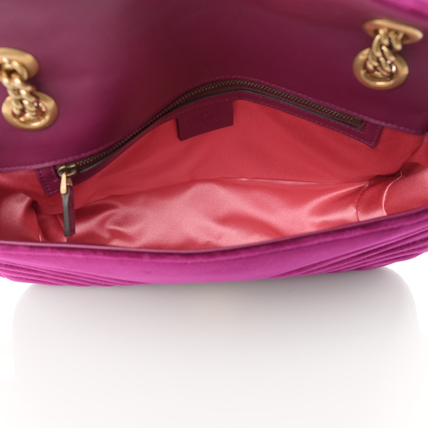 Gucci Velvet Matelasse Small GG Marmont Shoulder Bag Fuchsia Violet Cyclamen 5 of 10