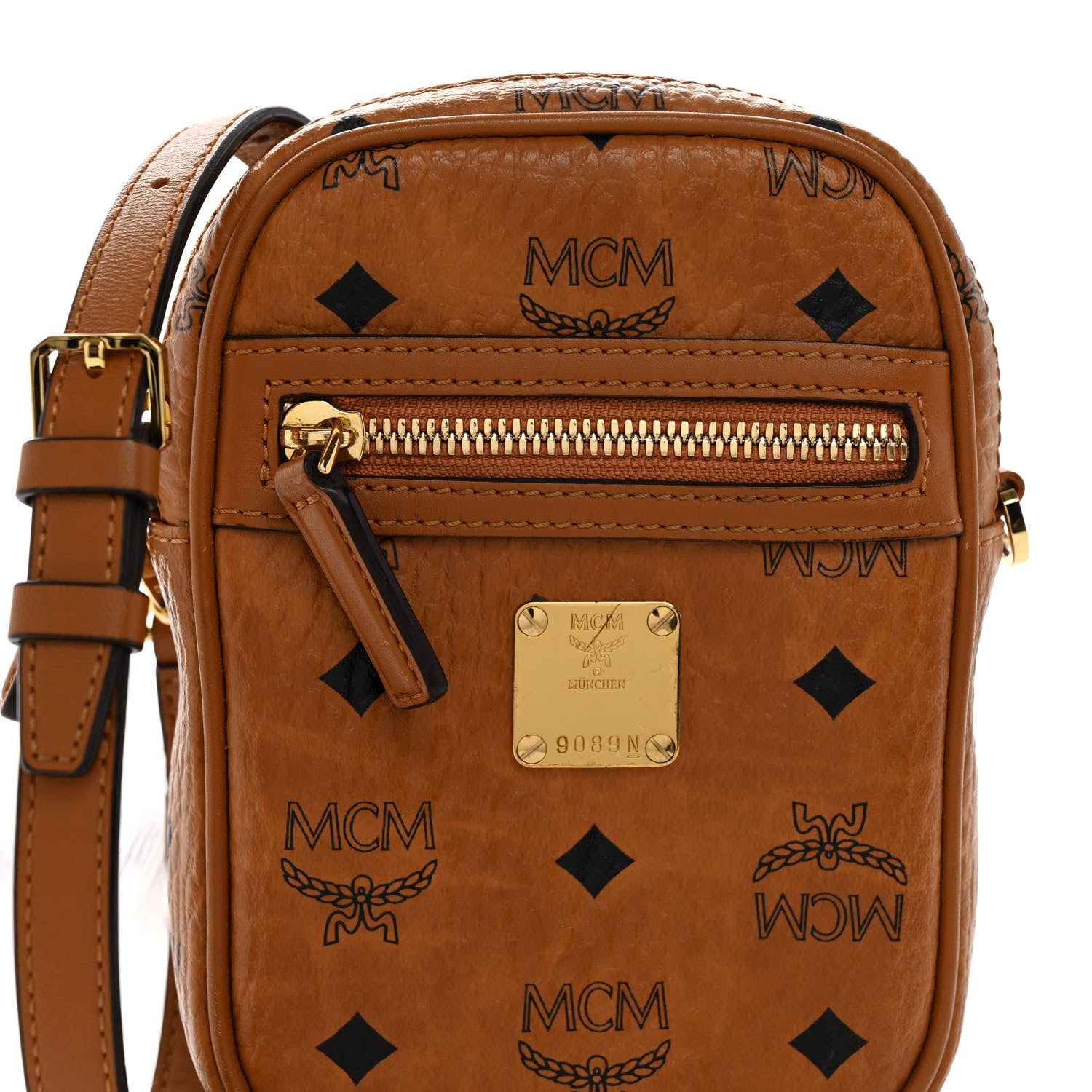 MCM Visetos X-Mini Crossbody Bag Cognac 7 of 9