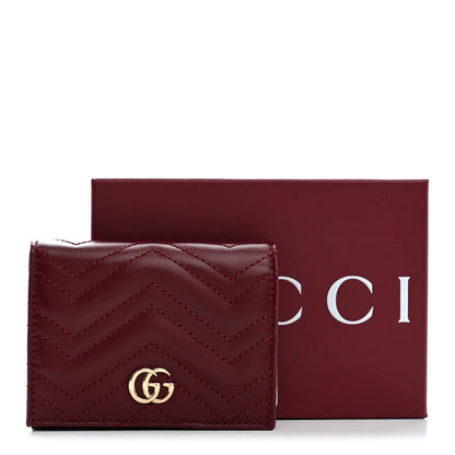 Gucci Calfskin Matelasse GG Marmont Card Case Wallet Rosso Ancora 8 of 8