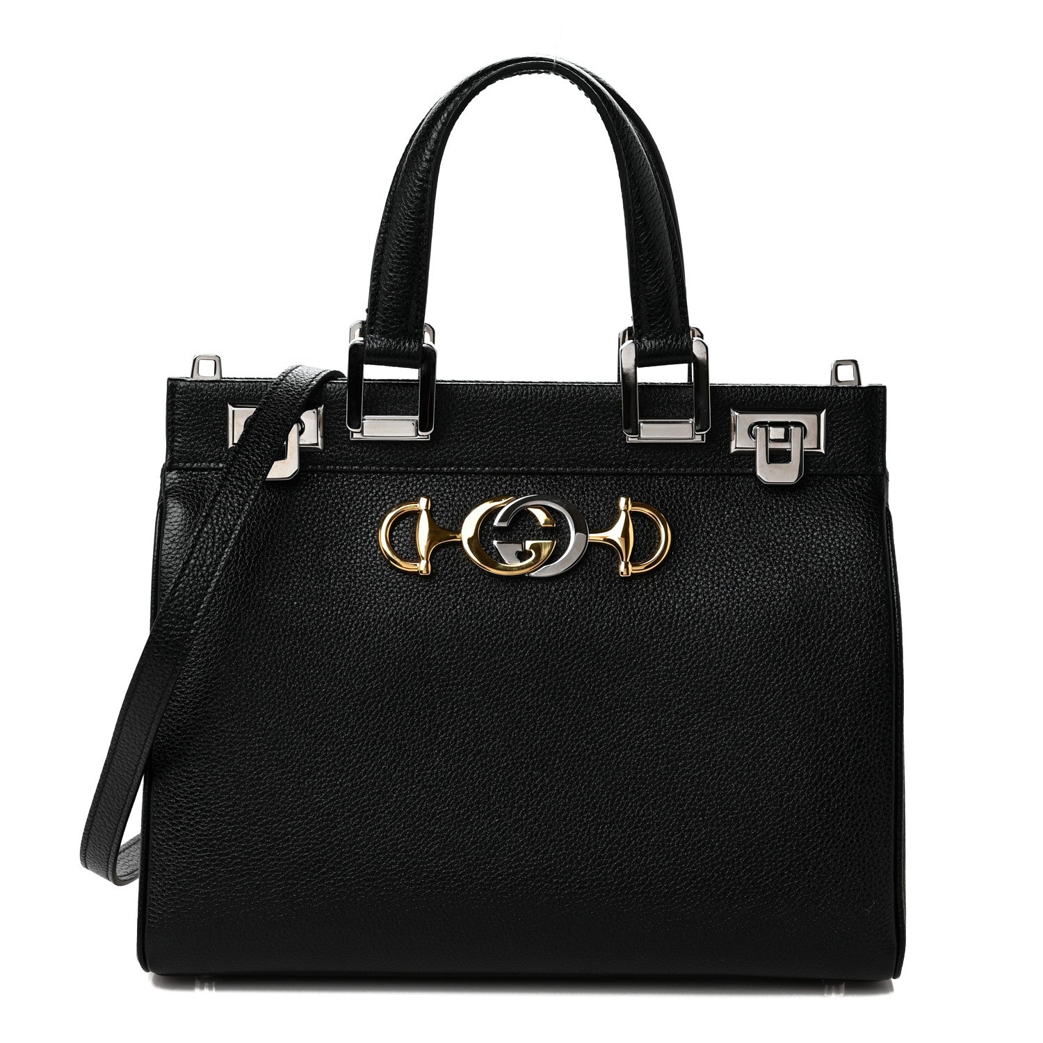 Gucci Grainy Calfskin Small Zumi Top Handle Bag Black 1 of 9