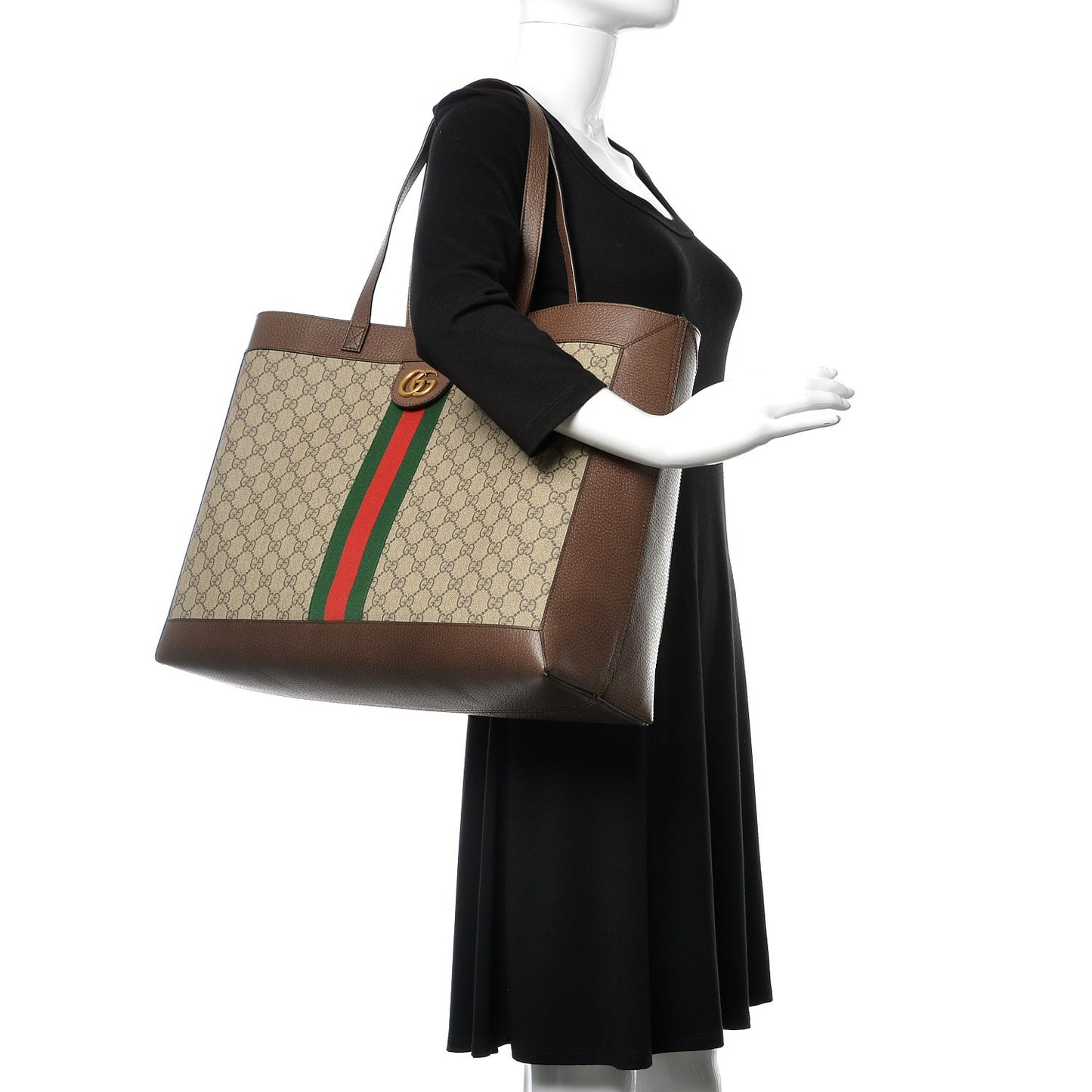 GG Supreme Monogram Web Ophidia Tote Brown