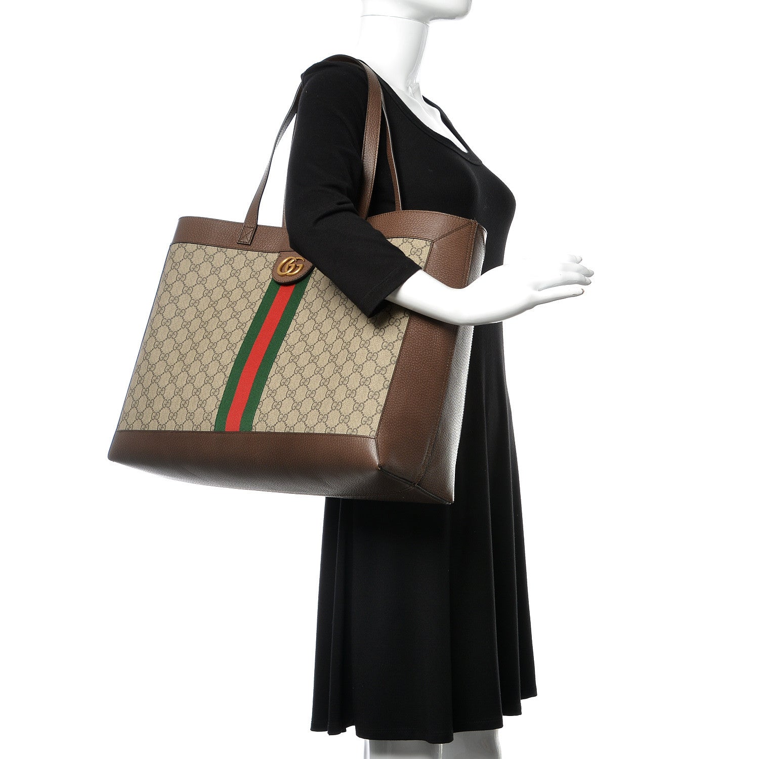 Gucci GG Supreme Monogram Web Ophidia Tote Brown 2 of 9