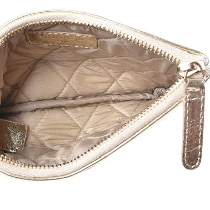 Chanel Metallic Lambskin Embossed Cosmetic Pouch Gold 5 of 8