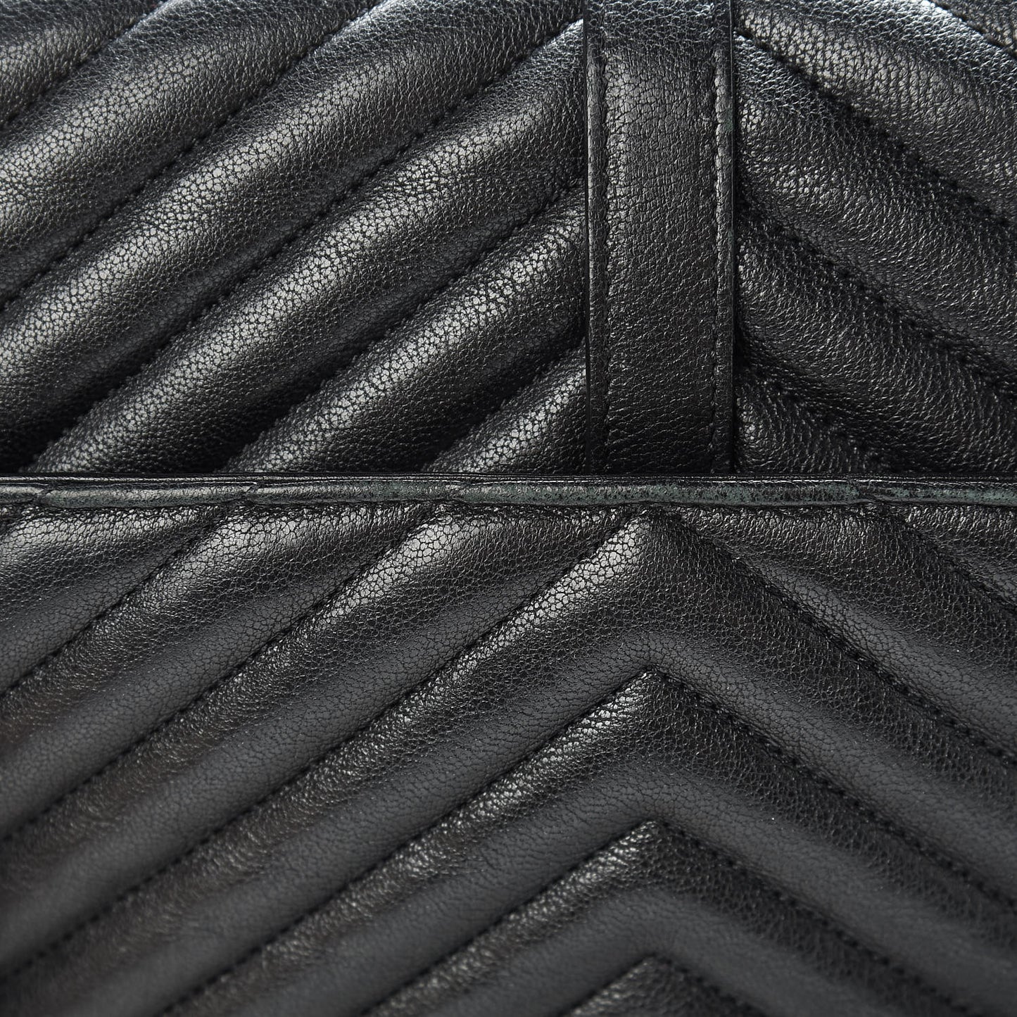 Sheepskin Matelasse Chevron Monogram Medium College Bag Black