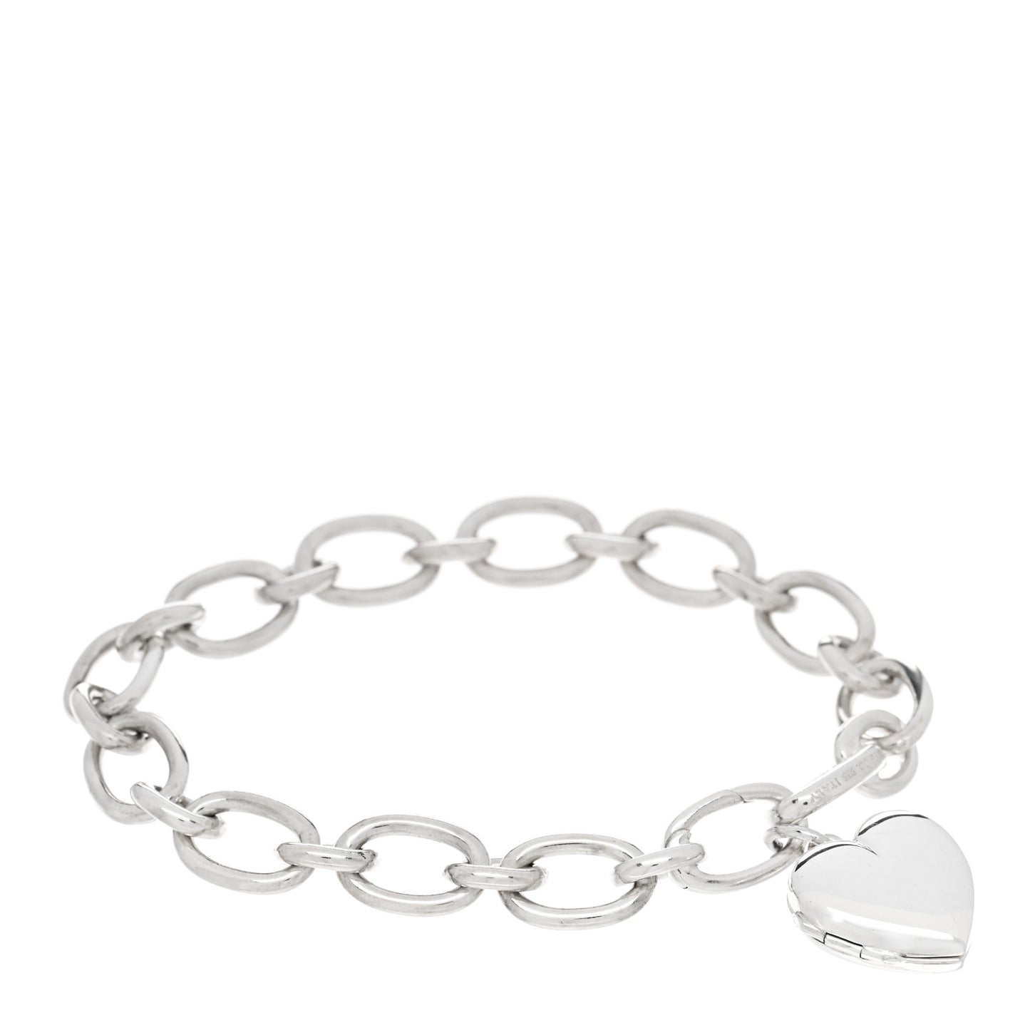 Sterling Silver Heart Locket Charm Bracelet
