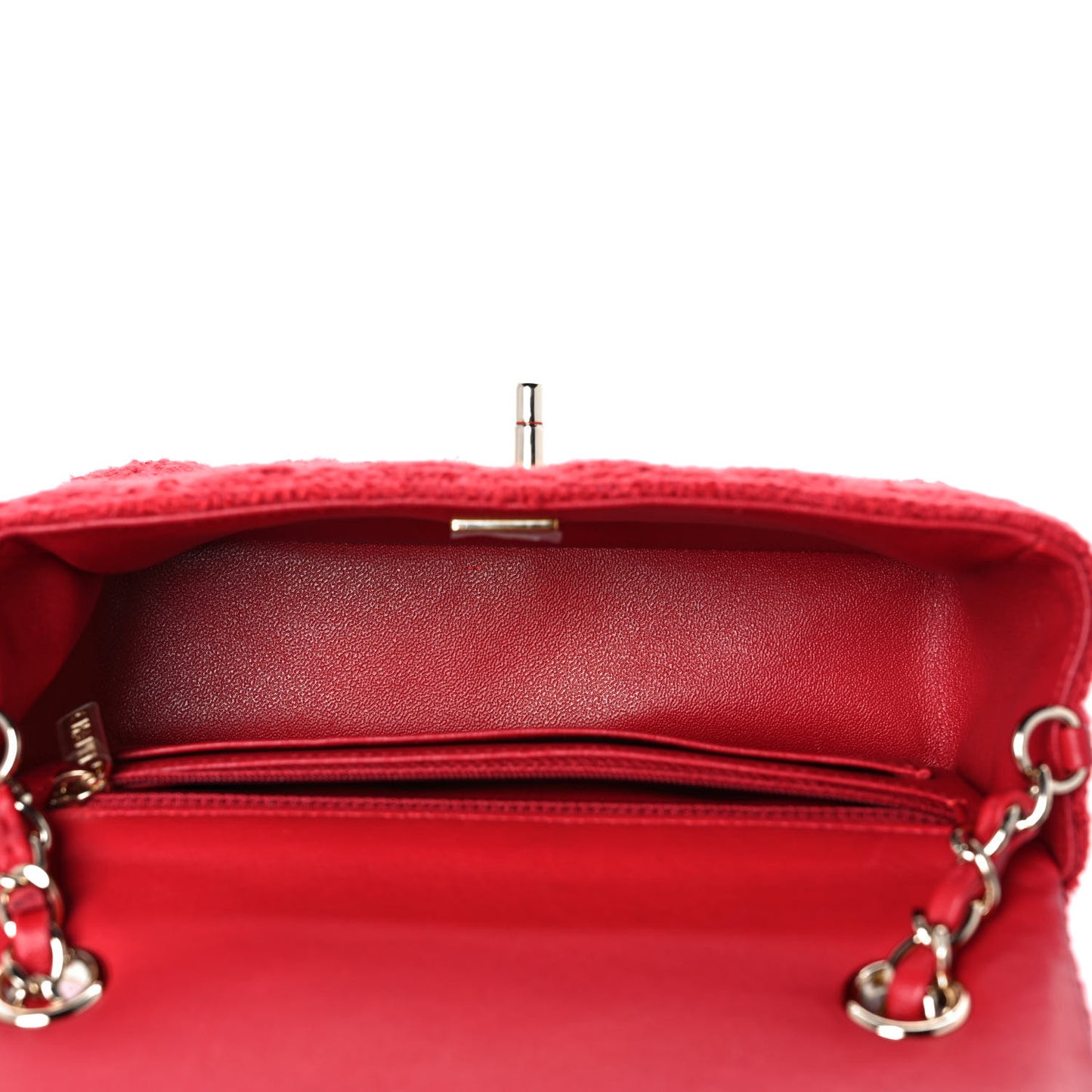 Tweed Quilted Mini Rectangular Flap Red