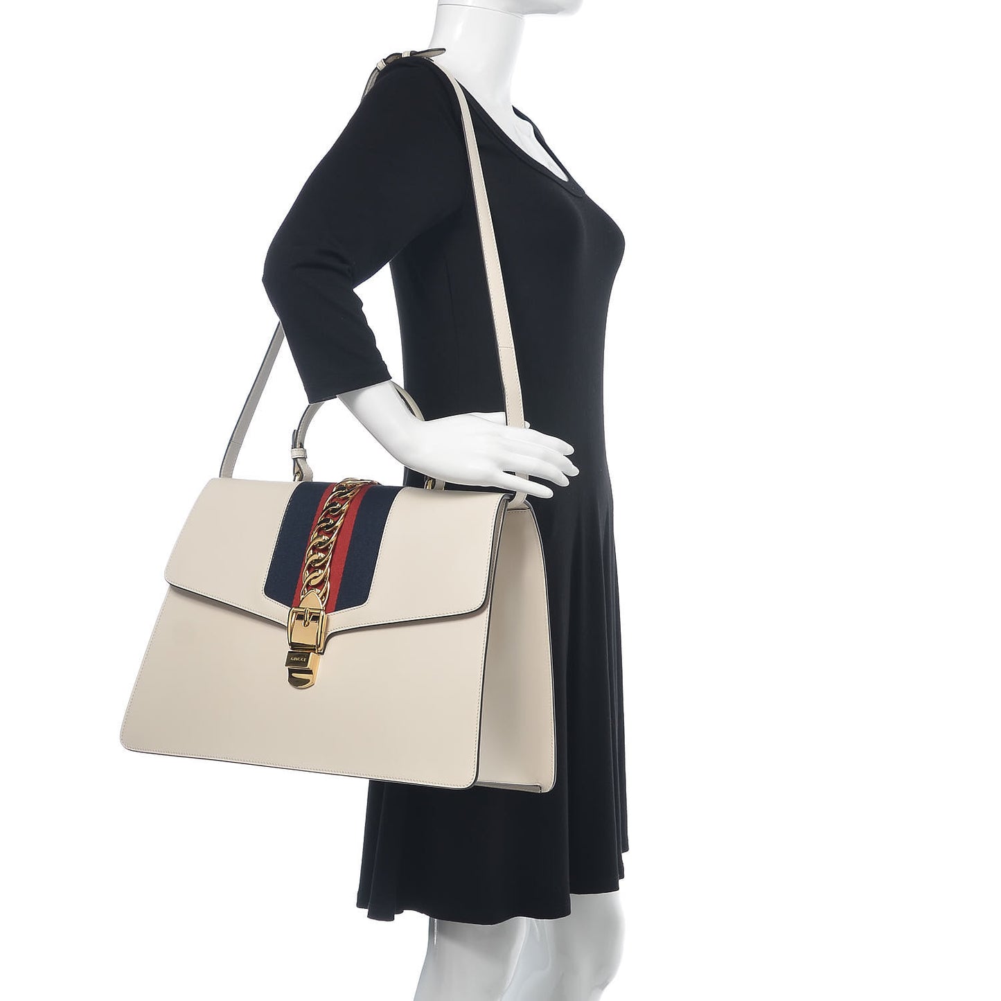 Calfskin Maxi Sylvie Top Handle Bag White