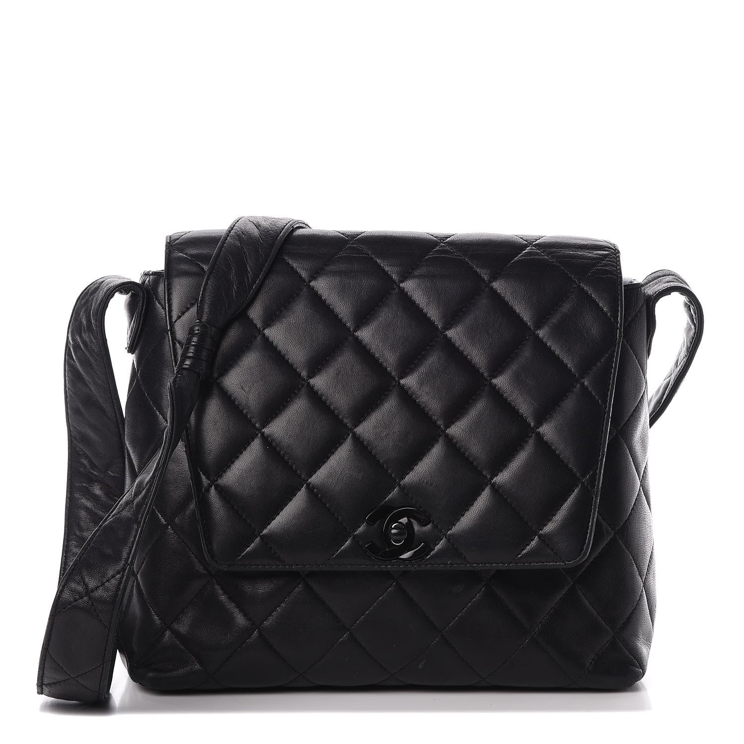 Chanel Lambskin Quilted Shoulder Flap Bag So Black 1 of 9
